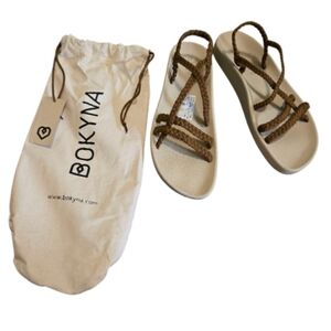 Bokyna Elevate Sandal Arch Support Platform - Cinnamon Brown/Beige Size 9